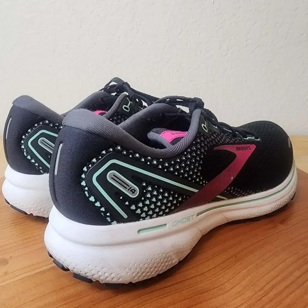 Brooks Ghost 14 Shoes Womens Size 9.5 Black Pink Running Sneakers 1203561B013